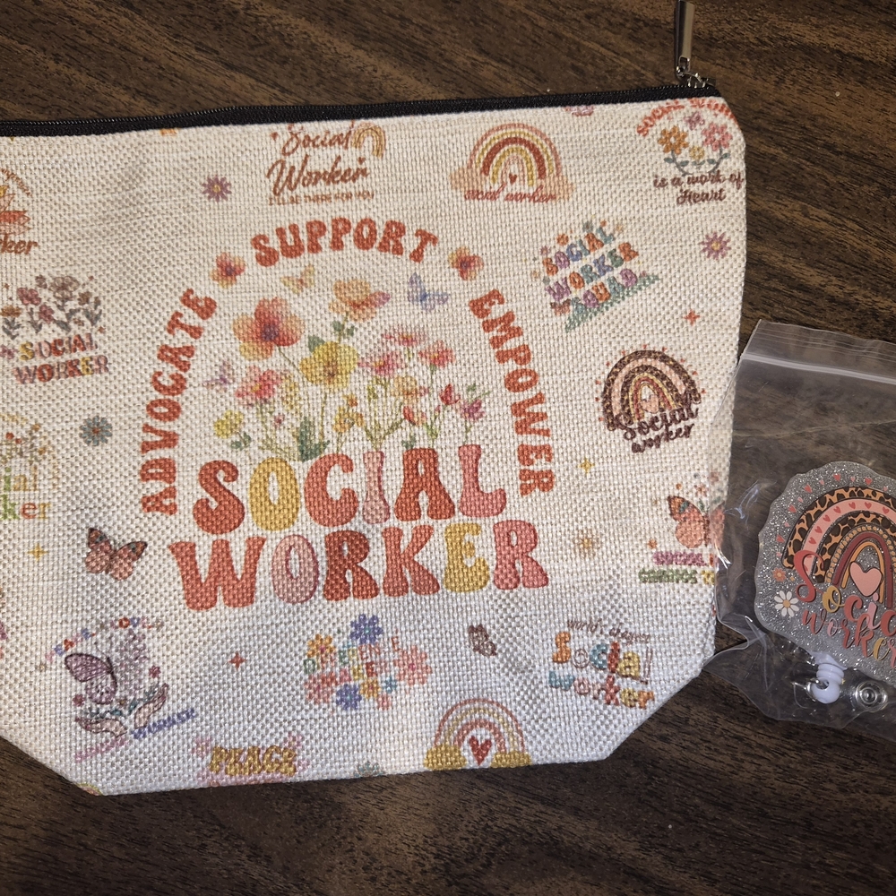 Social Worker Canvas Pouch & Badge Holder